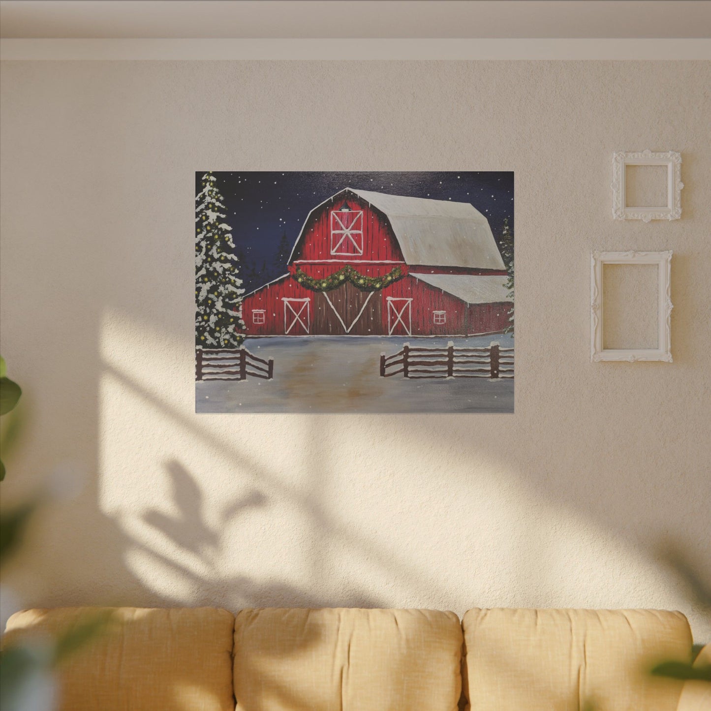 Christmas Barn Giclée Print Canvas