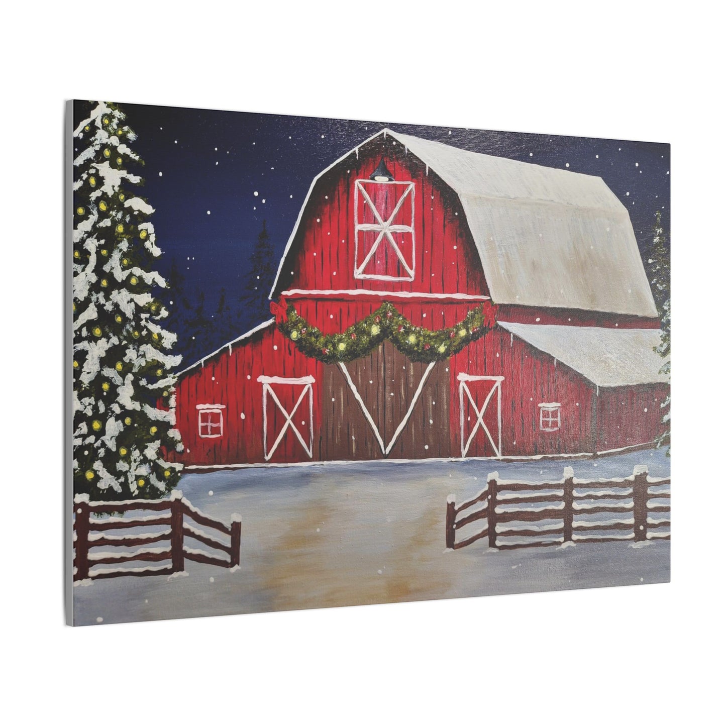 Christmas Barn Giclée Print Canvas