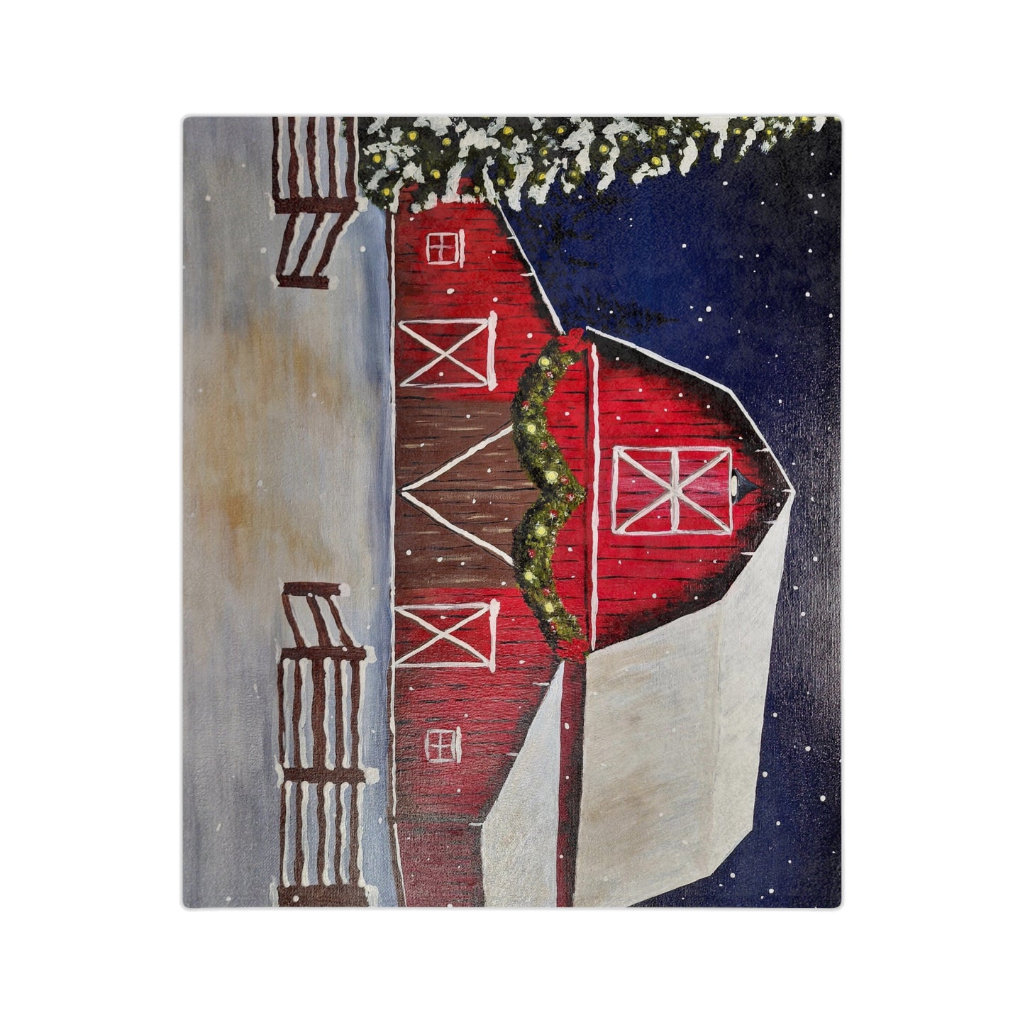 Christmas Barn Velveteen Microfiber Blanket