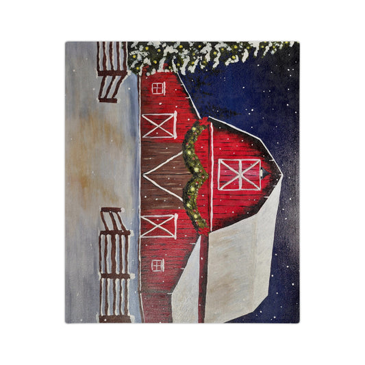 Christmas Barn Velveteen Microfiber Blanket