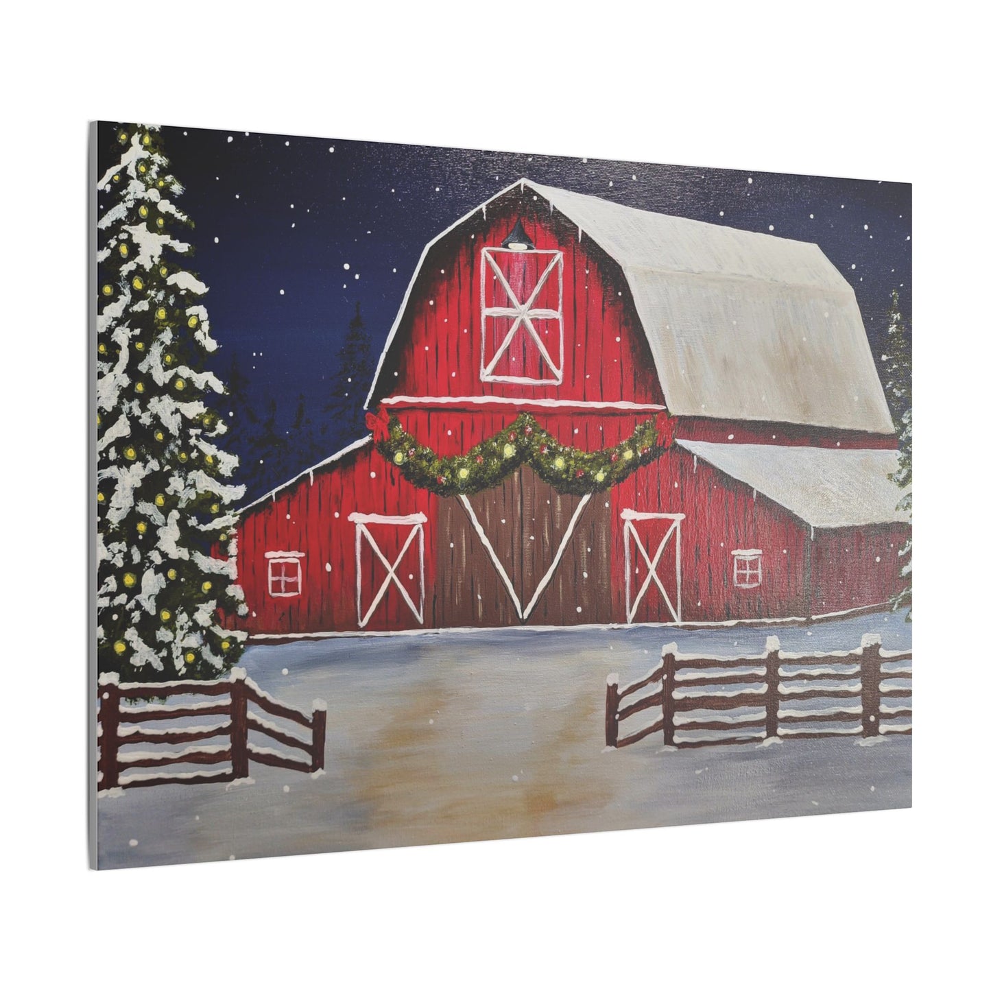 Christmas Barn Giclée Print Canvas