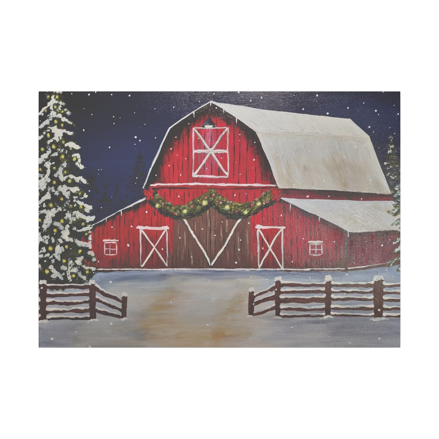 Christmas Barn Giclée Print Canvas