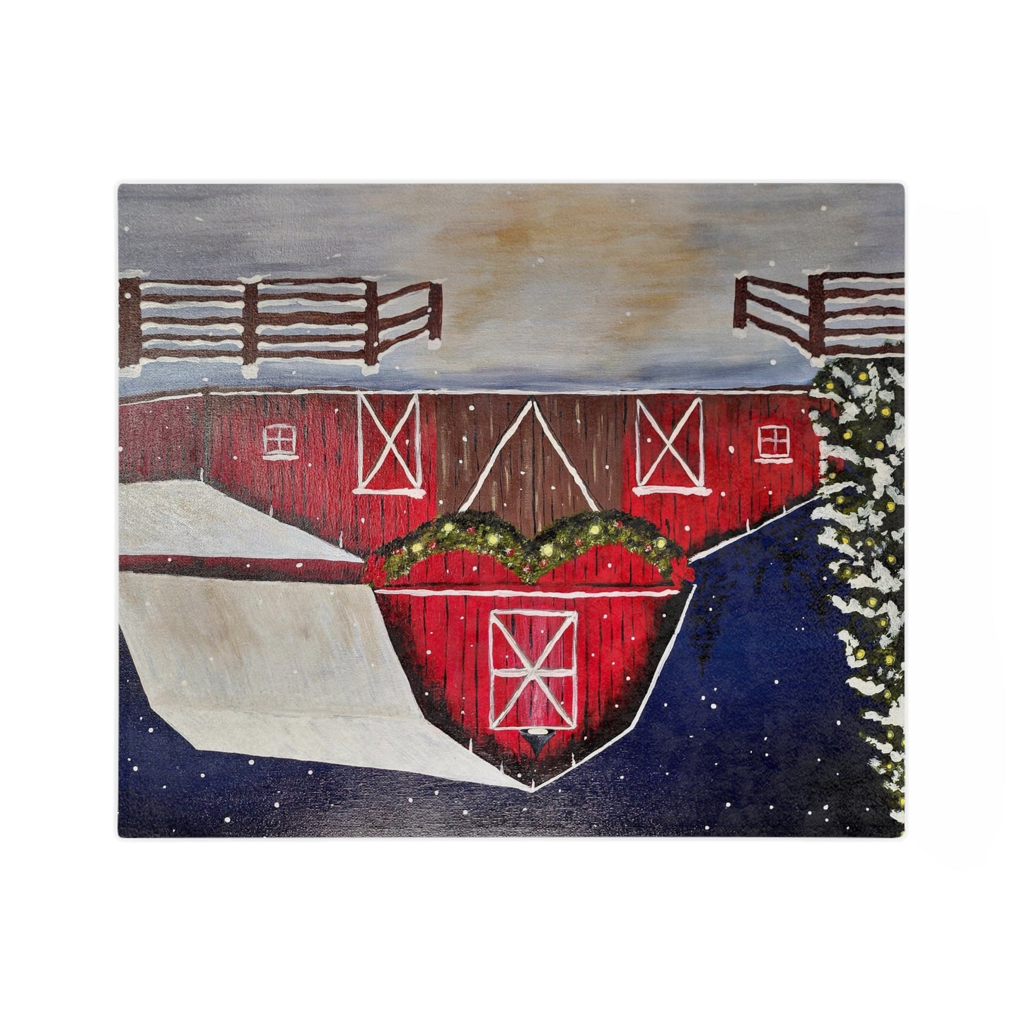 Christmas Barn Velveteen Microfiber Blanket