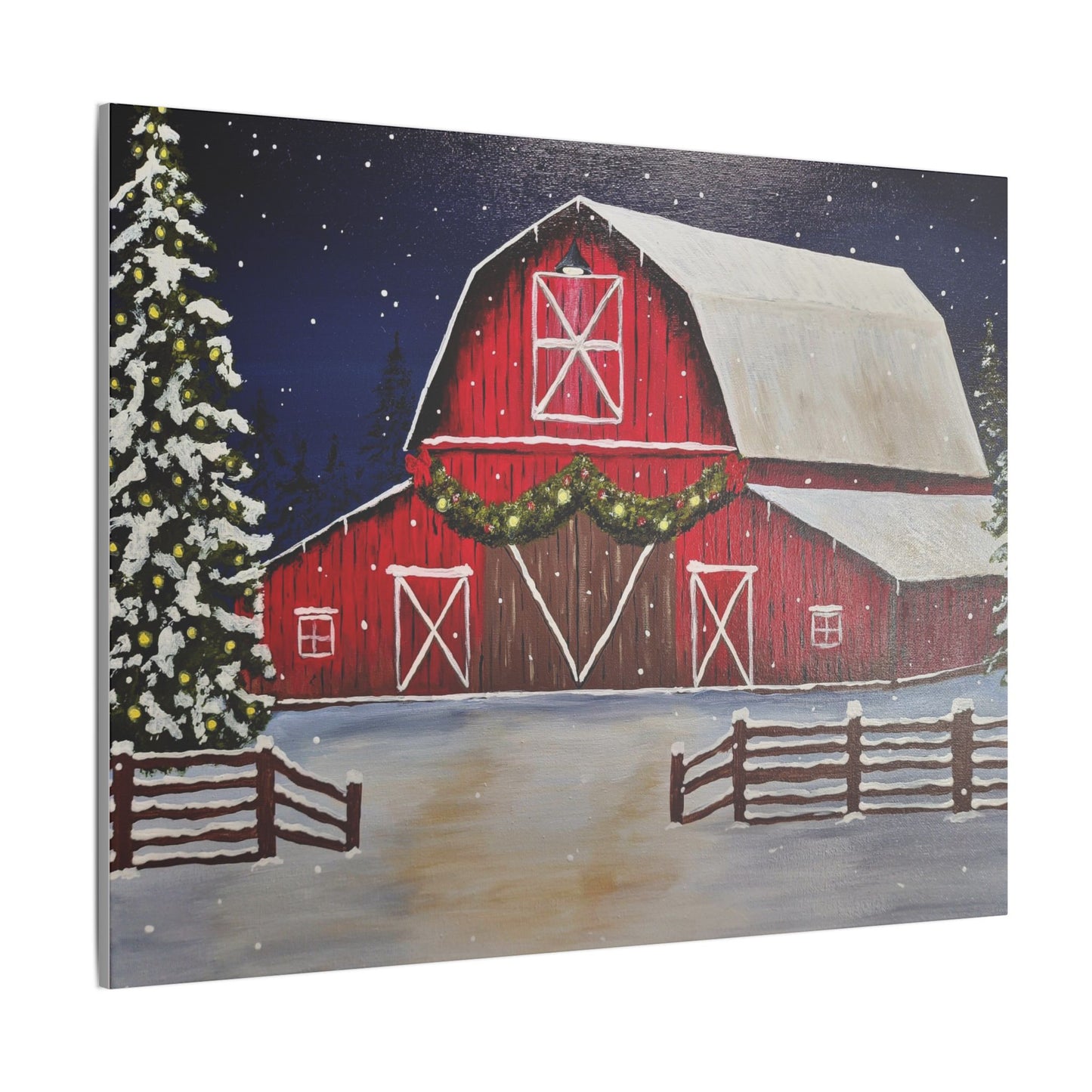 Christmas Barn Giclée Print Canvas