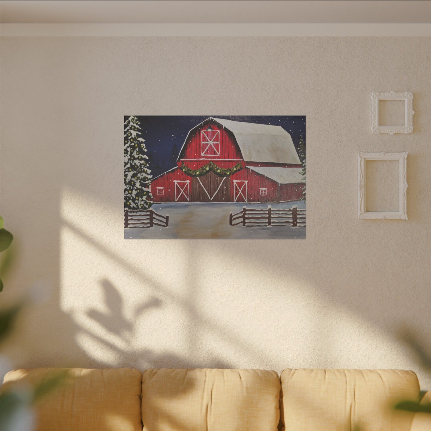 Christmas Barn Giclée Print Canvas